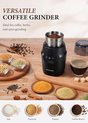 SHARDOR Adjustable Coffee Grinder Electric, Super Silent Electric Coffee Bean Grinder with Time-Memory Adjustment and Multi-Functional Stainless Steel Cup for Spices, Herbs, and Nuts Grinding, Gray