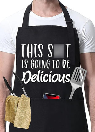 Miracu Funny Cooking Aprons for Women, Funny Baking Aprons for Men Dad - Mens Cooking Gifts for Bakers Husband Boyfriend - Christmas Fathers Day Birthday Kitchen Gifts for Men, BBQ Grilling Presents