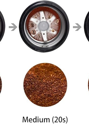 DR MILLS DM-7441 Coffee Grinder Electric, Coffee Bean and Dried Spice Grinder, One Touch Operation, Blade and Cup Made with SUS304 Stainless Steel (Black)