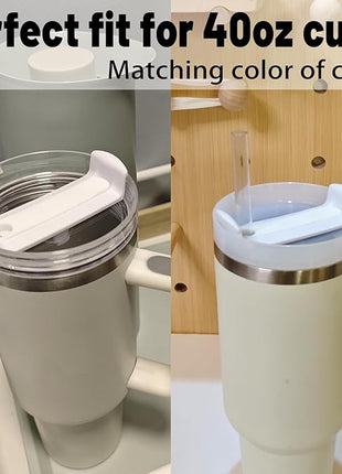 40 OZ Tumbler Lid Replacement Fit for Stanley Cup, 2 Pack Clear Replacement Lids Fit for Stanley Travel Tumbler, Spill Proof Tumbler Covers for Stanley Cup Accessories (White)