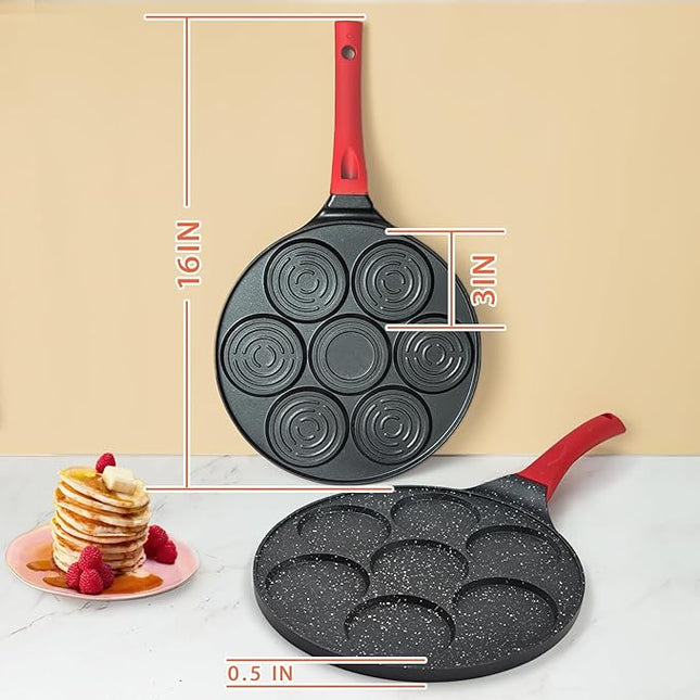 Egg Pan Omelette Pan Silver Dollar Pancake Pan for Kids Mini Pancake Maker Nonstick Breakfast Skillet for Pancake, Hamburger, Sandwiches