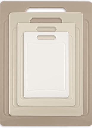 COOK WITH COLOR Non-Slip Cutting Board Set – Kitchen Essentials with Easy Grip Handle for Meat, Veggies, and Fruits, 4 Cutting Boards, Brown