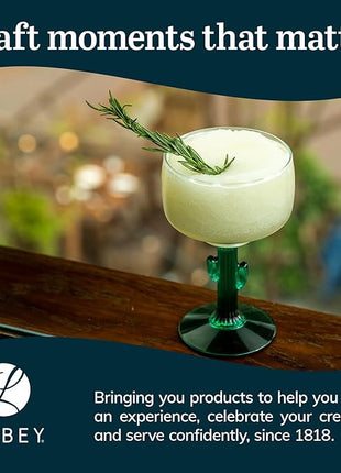 Libbey Cactus Margarita Glasses Set of 4, Durable Green Stemmed Cocktail Glasses, Lead-Free Cactus Glassware, Unique Plant Themed Frozen Margarita Glasses, 16-Ounce