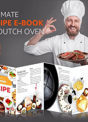 Overmont 2 in 1 Pre Seasoned Dutch Oven with Skillet Lid for Induction, Electric, Grill, Stovetop, BBQ, Camping (5 Quart)