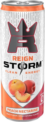 REIGN Storm, Peach Nectarine, Fitness & Wellness Energy Drink, 12 Fl Oz | Pack of 12