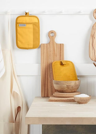 KitchenAid Beacon Two-Tone Non-Slip Pot Holder Set, Majestic Yellow, 7"x10", 2 Piece