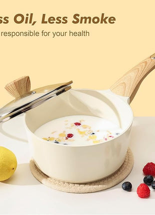 SENSARTE Ceramic Cookware Set, Pots and Pans Set Non stick, 14-Piece Induction Cookware, Non toxic Healthy Non Stick Kitchen Cooking Set, with Frying Pans Set, PFAS PTFE PFOA PFOS Free