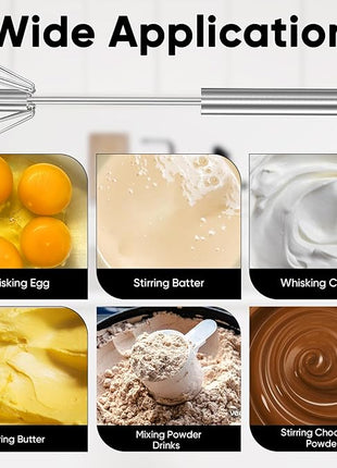 Newness Whizzy Whisk, Stainless Steel Semi Automatic Blender for Home -Versatile Tool for Egg Beater, Milk Frother, Hand Push Whisk - Kitchen Utensil for Blending, Whisking, Beating & Stirring
