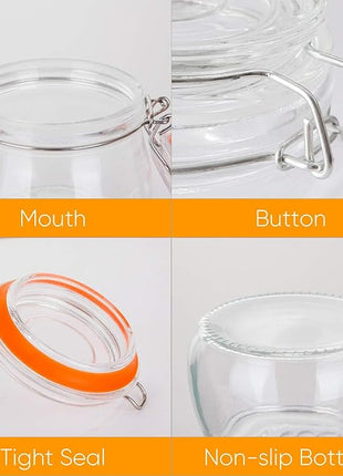 Encheng Small Glass Jars With Airtight Lids, Glass Spice Jars 5 oz,Maosn Jars With Leak Proof Rubber Gasket 150ml,Glass Storage Containers With Hinged Lid,Mini Kitchen Canisters 24 Pack