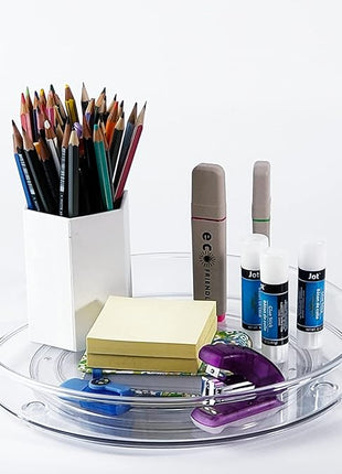 4 Pack Lazy Susan 9.2" Inch Turntable Organizer Pantry Organization and Storage Container Bins Spice Rack Cabinet Rotating Condiment for Pantry Kitchen Vanity Bathroom Jewelry Holder Clear