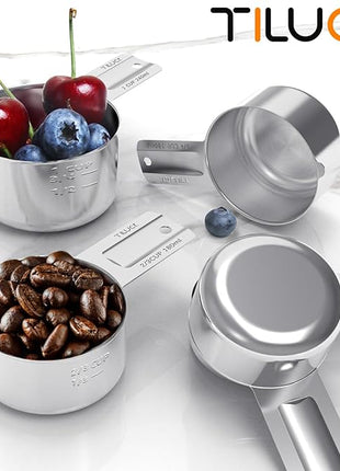TILUCK Stainless Steel Measuring Cups & Spoons Set, Cups and Spoons,Kitchen Gadgets for Cooking & Baking (12)