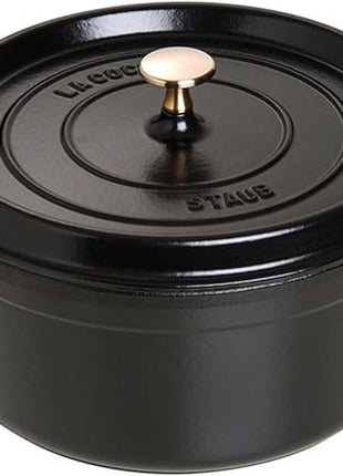 STAUB Cast Iron Dutch Oven 5.5-qt Round Cocotte, Made in France, Serves 5-6, Black Matte