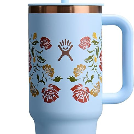 Hydro Flask 40 Oz Travel Tumbler with Handle, Lid and Straw - Insulated Stainless Steel in Western Light Blue