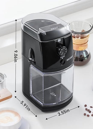 Secura Electric Burr Coffee Grinder Mill, Adjustable Cup Size, 17 Fine to Coarse Grind Size Settings for Drip, Percolator, French Press and Turkish Coffee Makers, Black,12 cups