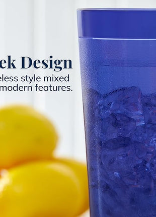 US Acrylic Cafe Plastic Reusable Tumblers (Set of 16) 20-ounce Water Cups Coastal Colors | Restaurant Style Drinking Glasses Value Set, Stackable, BPA-free, Made in the USA | Top-rack Dishwasher Safe