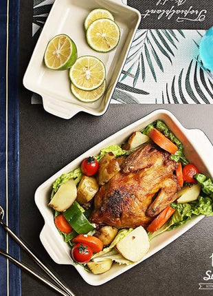 Sweejar Ceramic Bakeware Set, Rectangular Baking Dish for Oven Lasagna Pans for Cooking, Kitchen, Cake Dinner, Banquet and Daily Use, 11.8 x 7.8 x 2.75 Inches of Baking Pans (Red)