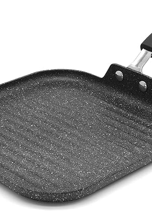 Starfrit The Rock 25cm (10") Non-Stick Grill Pan - Durable Forged Aluminium - Oven Safe - PFOA Free - Easy to Clean - Black