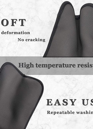 Cotton and Neoprene Oven Pads Pot Holder with Pocket 8"x8.5" Dual-Function Hot Pad Set for Finger Hand Wrist Protection Heat Resistant to 428°F Black