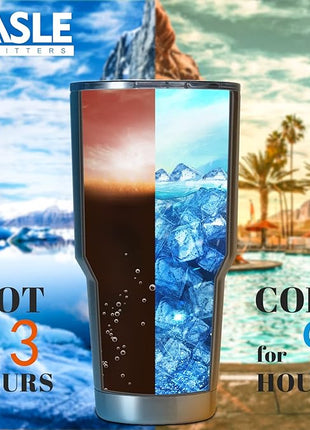 HASLE OUTFITTERS 30oz Stainless Steel Tumbler, Double Wall Vacuum Insulated Travel Mug Tumbler, Durable Insulated Coffee Mug, Gift Box Set (Navy, 8)