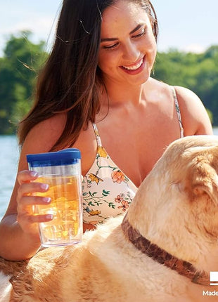 Tervis Palm Tree & Hammock Scene Made in USA Double Walled Insulated Tumbler Cup Keeps Drinks Cold & Hot, 16oz - 2pk, Unlidded