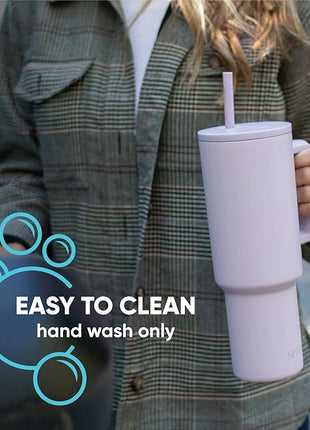 Simple Modern 50 oz Mug Tumbler with Handle and Straw Lid | Reusable Insulated Stainless Steel Large Travel Jug Water Bottle | Gifts for Women Men Him Her | Trek Collection | 50oz | Cream Leopard