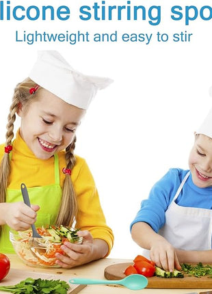 4 Pieces Small Silicone Nonstick Mixing Spoons, High Heat Resistant,Cooking Baking Spoons Set, Cooking Spoon for Mixing, Baking, Stirring, Turning, Scraping for Kitchen