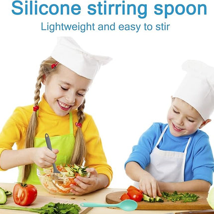 4 Pieces Small Silicone Nonstick Mixing Spoons, High Heat Resistant,Cooking Baking Spoons Set, Cooking Spoon for Mixing, Baking, Stirring, Turning, Scraping for Kitchen