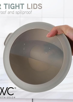 COOK WITH COLOR Mixing Bowls with Lids - 12 Piece Plastic Nesting Bowls Set includes 6 Prep Bowls and 6 Lids, Rhombus Design - Microwave Safe (Mint)