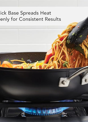KitchenAid Hard Anodized Induction Nonstick Stir Fry Pan/Wok with Helper Handle, 12.25 Inch - Matte Black