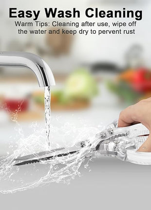 CGBE Kitchen Scissors, Multi-Purpose Kitchen Shears, Heavy Duty Dishwasher Safe Food Scissors for Chicken, Poultry, Fish, Meat & Herbs with Non-Slip Grips (Transparent)