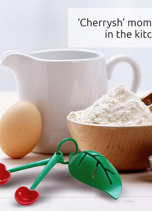 OTOTO Measuring Cups Set - Teaspoons for Dry & Liquid Ingredients, BPA-free & Dishwasher Safe, Funny Gifts, Baking Accessories, Unique Kitchen Gadgets (Mon Cherry)