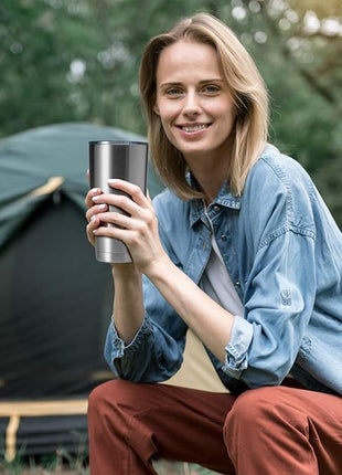 HASLE OUTFITTERS 30oz Stainless Steel Tumbler, Double Wall Vacuum Insulated Travel Mug Tumbler, Durable Insulated Coffee Mug, Gift Box Set (Silver, 1)