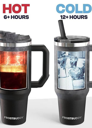 Frost Buddy Thicc Buddy - 40 oz Stainless Steel Vacuum Insulated Tumbler with Lid and Straw for Water - Travel Mug Cupholder Friendly - Gifts for Women Men Him Her (Texas Tea)