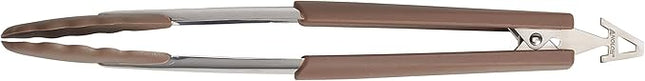 Anolon SureGrip Dishwasher Safe Nonstick Locking Cooking Tongs Set/Salad Serving Tools, 9 Inch and 12 Inch, Bronze Brown