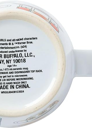 Silver Buffalo Gilmore Girls Iconic Icons Stars Hollow Luke's Diner Ceramic Travel Mug with Slide Close Lid and Handle, 16 Ounces