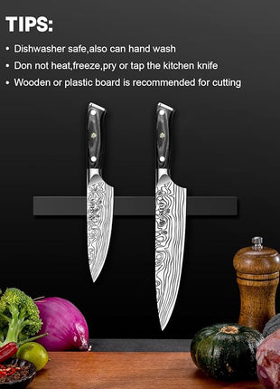 MOSFiATA 2Pcs Chef Knife Set, Sharp Kitchen Knife High Carbon German EN1.4116 Stainless Steel Cooking Knife, 9"&6" Chopping Knife Kitchen Knives Set with Ergonomic Handle, Gift Box