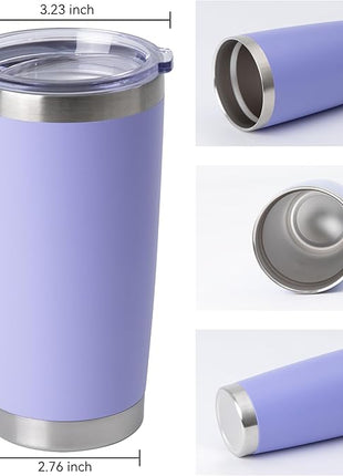 HASLE OUTFITTERS 20oz Stainless Steel Tumblers Bulk, Insulated Travel Cup with Lid, Double Wall Vacuum Coffee Mug for Cold & Hot Drinks 12 Pack, Light Purple