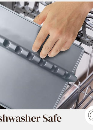 Gray Silicone Spoon Rest for Stove Top with Drip Pad (1 Pack) - Extra Large Heat-Resistant, BPA-Free Utensil Rest for Kitchen Counter - Utensil Holder for Spatulas, Tongs, Ladles and Kitchen Gadgets