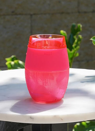 Host Cooling Cup Set of 1 Plastic Double Wall Insulated Freezable Drink Chilling Tumbler with Freezing Gel, Wine Glasses for Red and White Wine, 8.5 oz, Translucent Magenta
