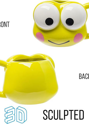 Silver Buffalo Sanrio Hello Kitty and Friends Keroppi Ceramic 3D Sculpted Mug, 20 Ounces