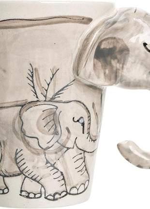 IYARA CRAFT 3D Elephant Mug – 11oz Ceramic Cup with Sculpted Trunk Handle, Microwave & Dishwasher Safe, Mom and Baby Elephant Design