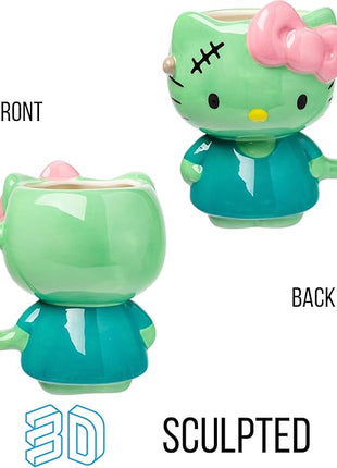 Silver Buffalo Sanrio Hello Kitty Frankenstein Halloween Costume 3D Sculpted Ceramic Mug, 20 Ounces