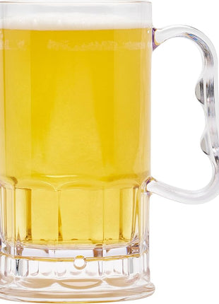 G.E.T. 00082-1-SAN-CL Shatter-Resistant Plastic Beer Mug / Stein, 10 Ounce, BPA Free (Set of 12)