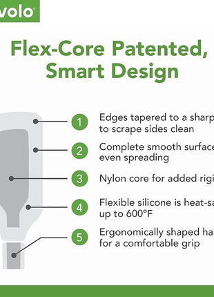 Tovolo Flex-Core Stainless Steel Handled Spatula, Heat-Resistant & BPA-Free Silicone Turner Head, Safe for Cast Iron & Non-Stick Cookware, Dishwasher-Safe: Home & Kitchen