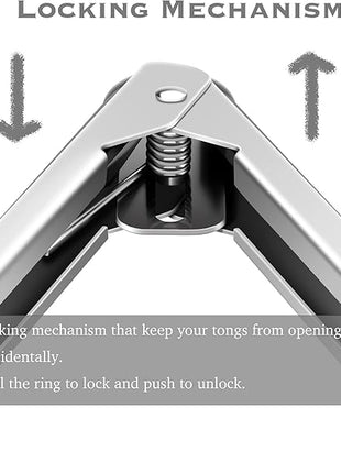 2 Pack Black Kitchen Tongs, Premium Silicone BPA Free Non-Stick Stainless Steel BBQ Cooking Grilling Locking Food Tongs, 9-Inch & 12-Inch