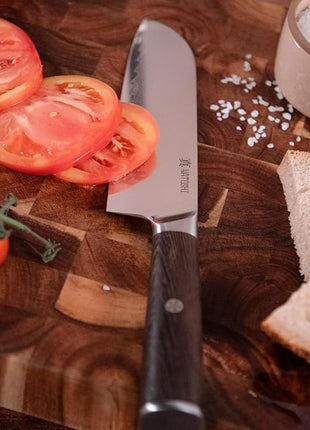 Yatoshi Knives Magnetic Kitchen Knife Block Set - Japanese 67 Layer High-Grade VG-10 Steel Knives, Sharp, G10 Handle Professional Kitchen Knife Set - Damascus (6 pieces), Brown