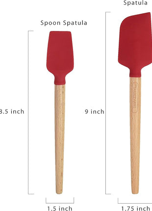 Farberware 5216385 Professional Heat Resistant Silicone Spatula with Wood Handle-Safe for Non-Stick Cookware, Set of 2, Red