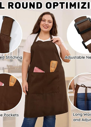 2 Pcs Plus Size Chef Apron, Unisex Professional Apron with 2 Pockets for Cooking, Work, Baking (Larger Size)