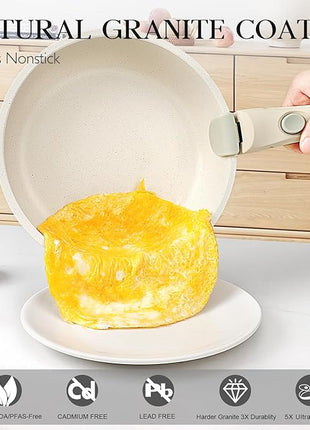 GiPP 11Pcs Pots and Pans Set Non Stick, Cookware Sets Nonstick Detachable Handle, Induction Kitchen Set Removable Handle, RV Cookware set, Oven Safe