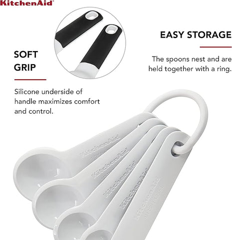 KitchenAid Plastic Measuring Spoons, Set Of 5, White